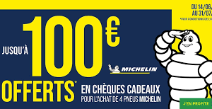 PNEUS MICHELIN JUSQU’ 100 € OFFERTS